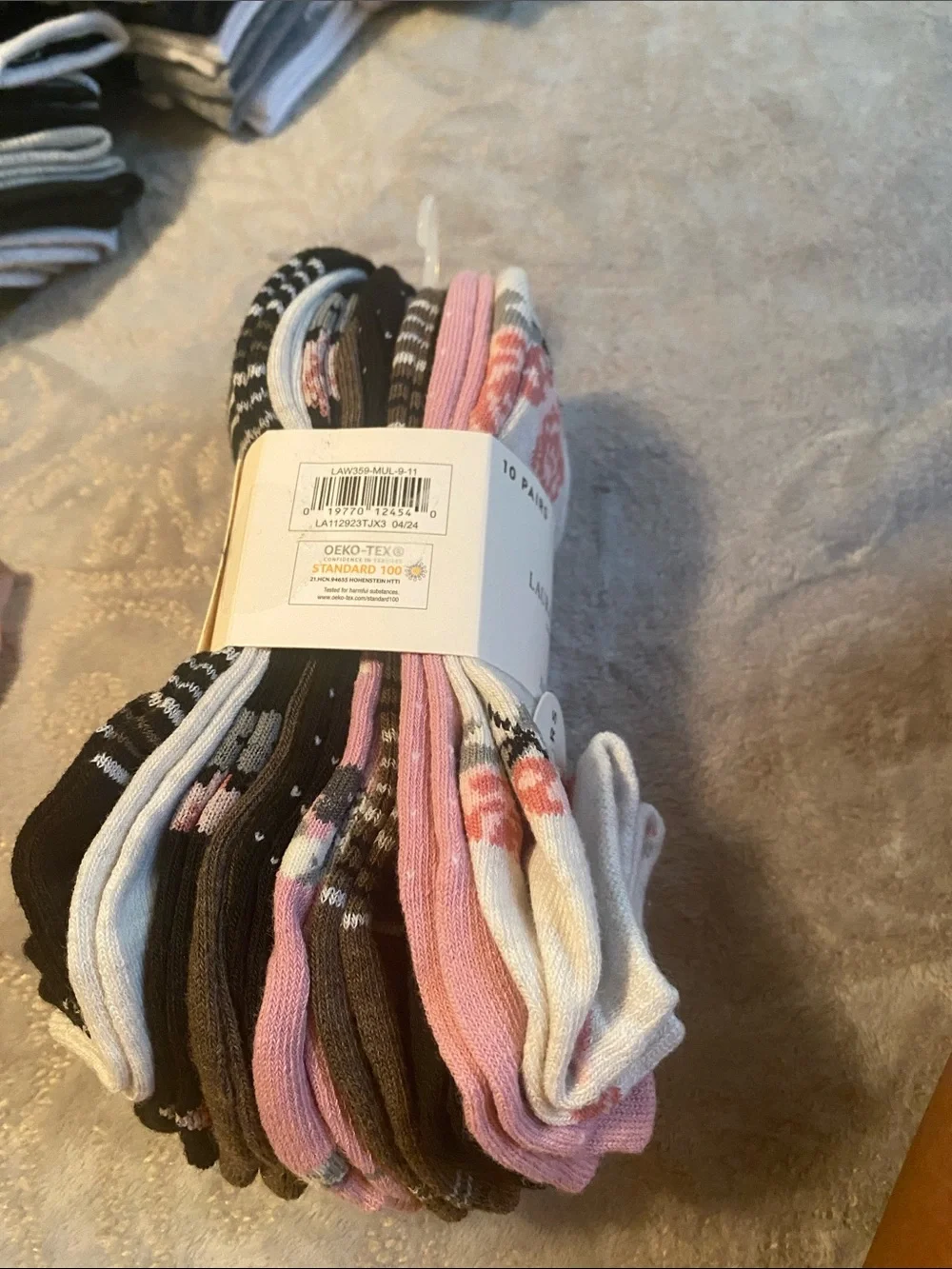 Laura Ashley Black, White & Pink No-Show Casual Socks (6 Pairs)